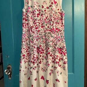 Talbots White Dress with Pink Floral Design